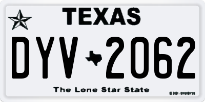 TX license plate DYV2062