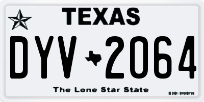 TX license plate DYV2064