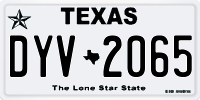 TX license plate DYV2065