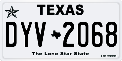 TX license plate DYV2068