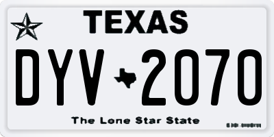 TX license plate DYV2070