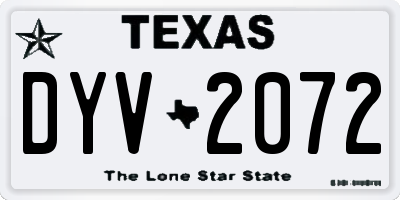 TX license plate DYV2072