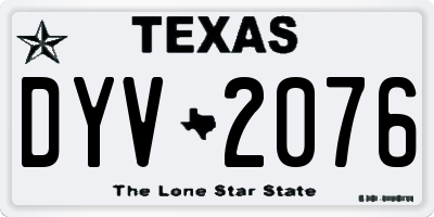 TX license plate DYV2076