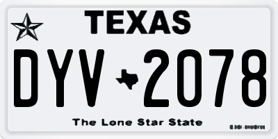 TX license plate DYV2078