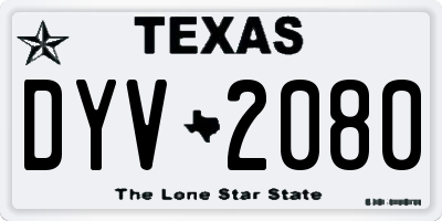 TX license plate DYV2080