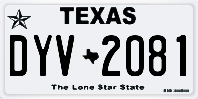 TX license plate DYV2081