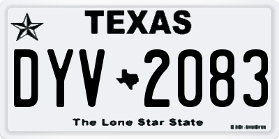 TX license plate DYV2083