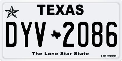 TX license plate DYV2086