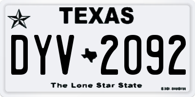 TX license plate DYV2092