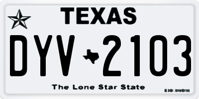 TX license plate DYV2103