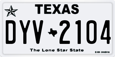 TX license plate DYV2104