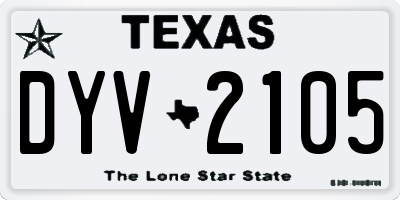 TX license plate DYV2105