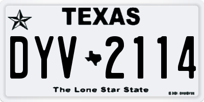 TX license plate DYV2114