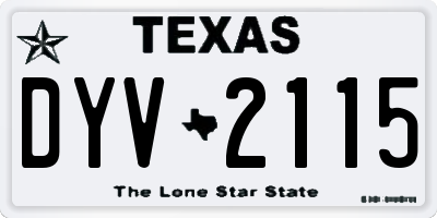 TX license plate DYV2115