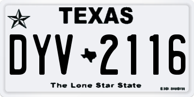 TX license plate DYV2116