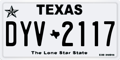 TX license plate DYV2117