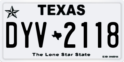 TX license plate DYV2118