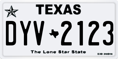 TX license plate DYV2123