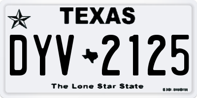 TX license plate DYV2125