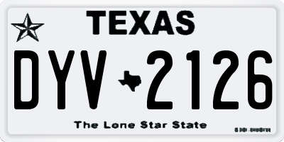 TX license plate DYV2126