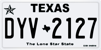 TX license plate DYV2127