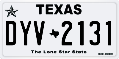 TX license plate DYV2131