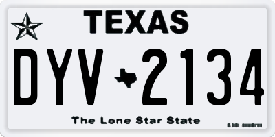 TX license plate DYV2134