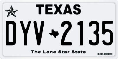 TX license plate DYV2135
