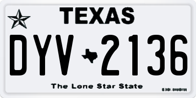 TX license plate DYV2136