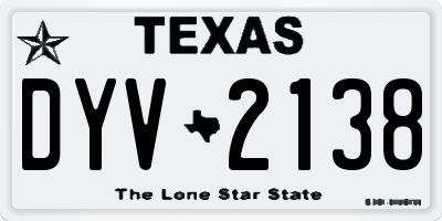 TX license plate DYV2138