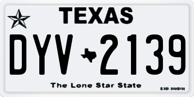 TX license plate DYV2139