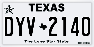 TX license plate DYV2140