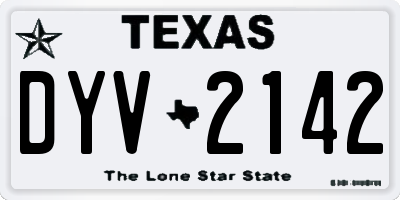 TX license plate DYV2142