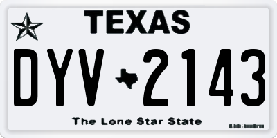 TX license plate DYV2143
