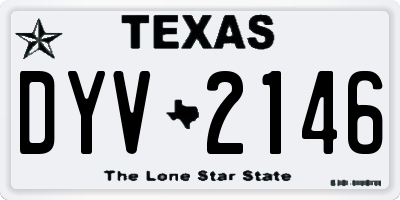 TX license plate DYV2146