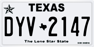 TX license plate DYV2147