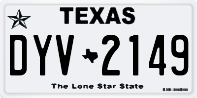 TX license plate DYV2149