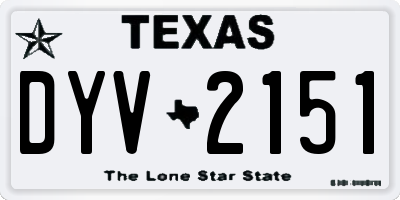 TX license plate DYV2151
