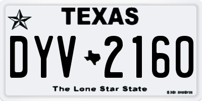 TX license plate DYV2160