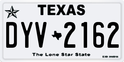 TX license plate DYV2162