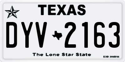 TX license plate DYV2163