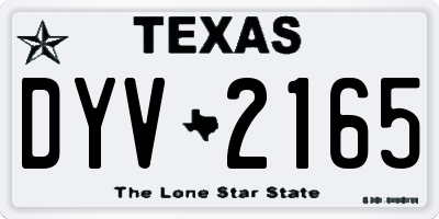 TX license plate DYV2165