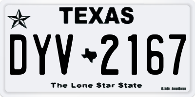 TX license plate DYV2167