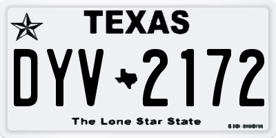 TX license plate DYV2172