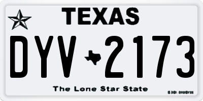TX license plate DYV2173