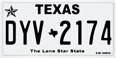 TX license plate DYV2174
