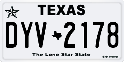 TX license plate DYV2178