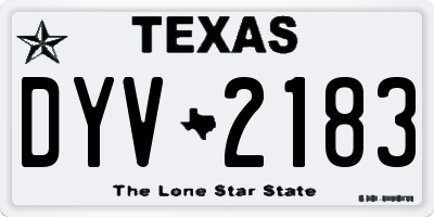 TX license plate DYV2183