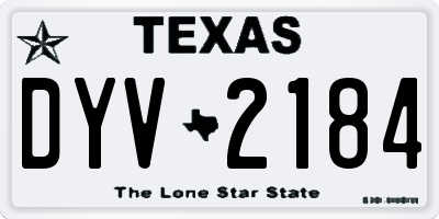 TX license plate DYV2184