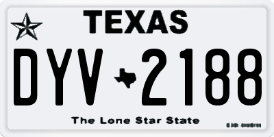 TX license plate DYV2188